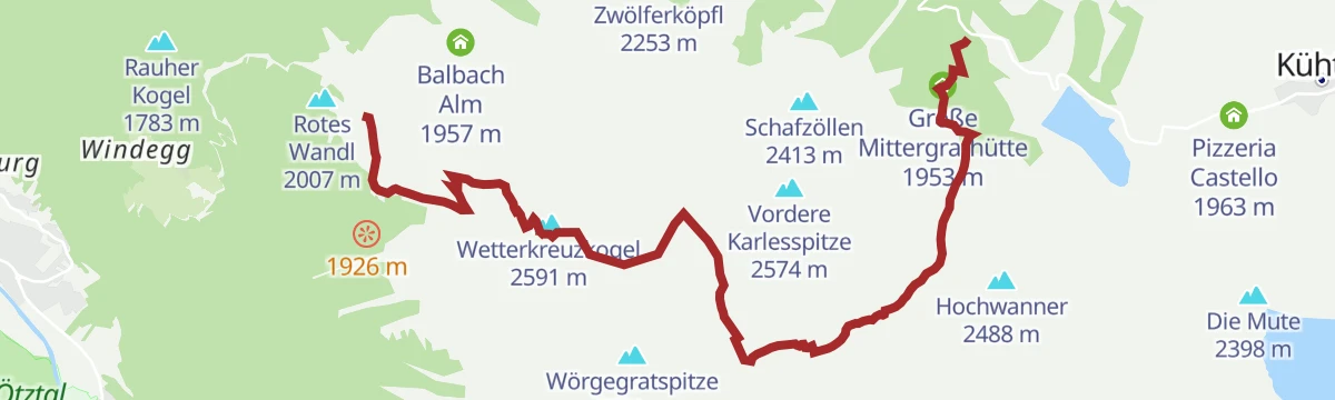 Route map: Knappenweg Überschreitung